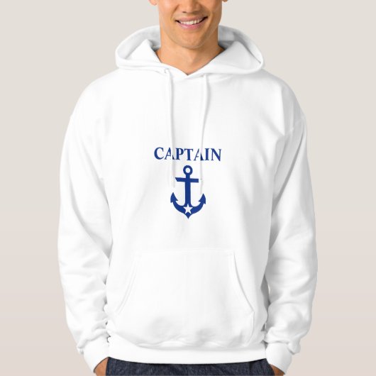 Nautical Captain Anchor Star White Hoodie (Voorkant)