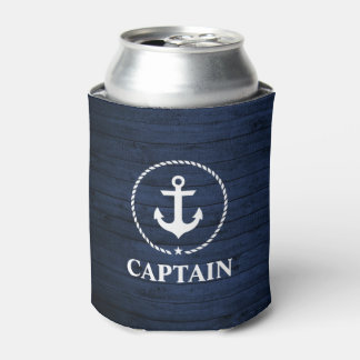 Nautical Captain Anchor Touw Blauw Hout Blikjeskoeler