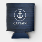 Nautical Captain Anchor Touw Blauw Hout Blikjeskoeler (Voorkant)
