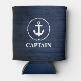 Nautical Captain Anchor Touw Blauw Hout Blikjeskoeler