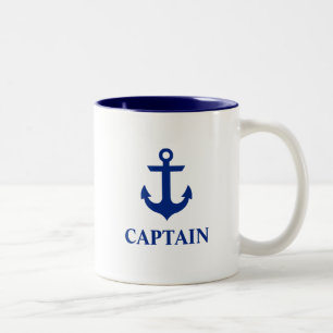 Nautical Captain Anchor Tweekleurige Koffiemok