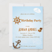 Nautical Captain Baby Boy First Birthday Invitatio Kaart (Voorkant)