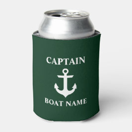 Nautical Captain Boat Name Anchor Green Blikjeskoeler