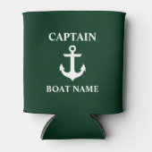 Nautical Captain Boat Name Anchor Green Blikjeskoeler (Voorkant)
