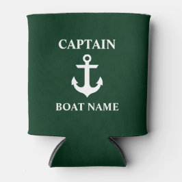 Nautical Captain Boat Name Anchor Green Blikjeskoeler