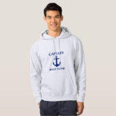 Nautical Captain Boat Name Anchor Grey Hoodie (Voorkant volledig)