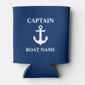 Nautical Captain Boat Name Anchor Navy Blue Blikjeskoeler (Voorkant)