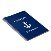 Nautical Captain Boat Name Anchor Navy Blue Notitieboek (Rechterzijde)