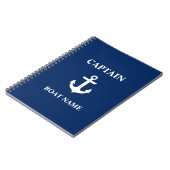 Nautical Captain Boat Name Anchor Navy Blue Notitieboek (Linkerzijde)