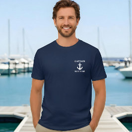 Nautical Captain Boot Naam Anker Blauw T-shirt M