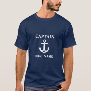 Nautical Captain Boot Naam Anker Star Blue T-shirt
