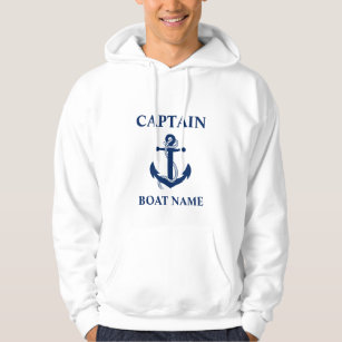 Nautical Captain Boot Naam Anker Touw Hoodie