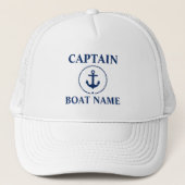 Nautical Captain Boot Naam Anker Touw Trucker Pet (Voorkant)