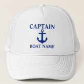 Nautical Captain Boot Naam Anker Wit Trucker Pet (Voorkant)