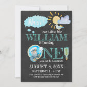 Nautical Captain First Birthday Party Invitation Kaart (Voorkant)