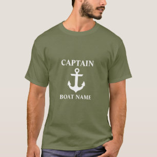 Nautical Captain Green Boat Name Anchor T-shirt