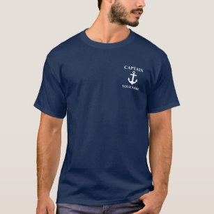 Nautical Captain Naam Anker Blauw T-shirt M