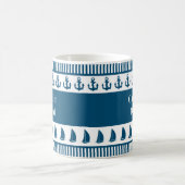 Nautical Captain Name Anchor Boat Navy Stripes Koffiemok (Center)
