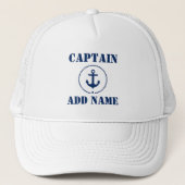 Nautical Captain Name Anchor Rope Navy Blue W Trucker Pet (Voorkant)