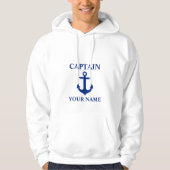 Nautical Captain Name Anchor White Hoodie (Voorkant)
