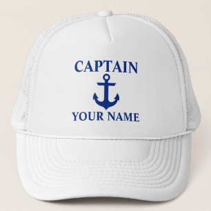 Nautical Captain Name Anchor White Trucker Pet