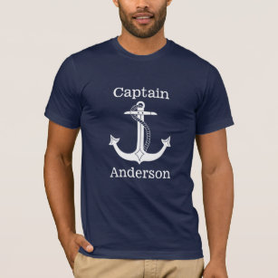 Nautical Captain White Anchor gepersonaliseerd T-shirt