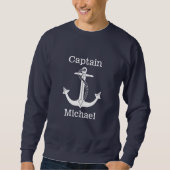 Nautical Captain White Anchor gepersonaliseerd Trui (Voorkant)