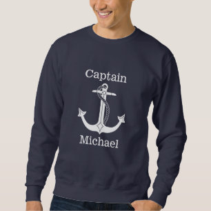 Nautical Captain White Anchor gepersonaliseerd Trui