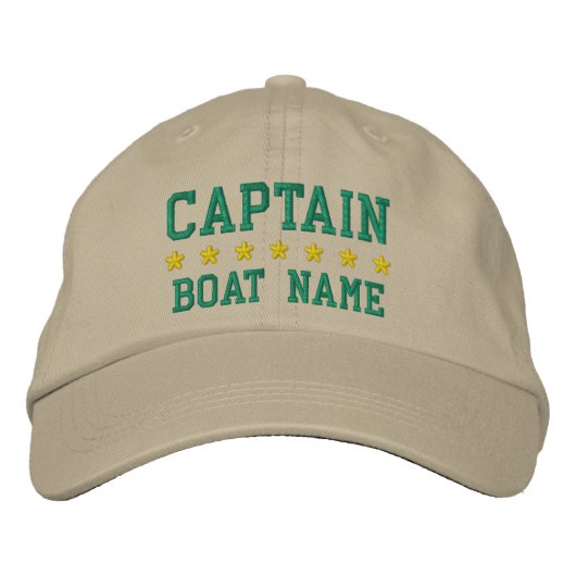 Nautical Captain Your Boat Naam Khaki Pet (Voorkant)