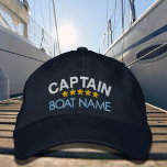 Nautical Captain Your Boat Name Personalized Cap  Geborduurde Pet<br><div class="desc">Nautical Captain Your Boat Name Personalized Cap Dark Blue</div>