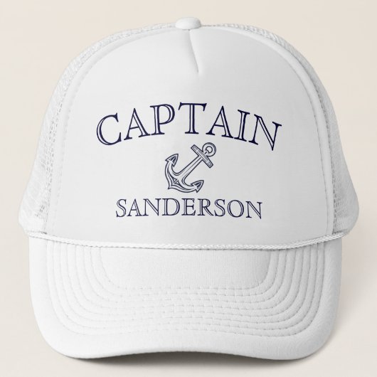 Nautical Captains Anchor Boat Name Navy baseball Trucker Pet (Voorkant)