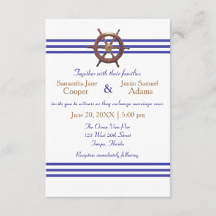 Nautical Captain's Wheel - 3x5 bruiloft uitnodigin Kaart