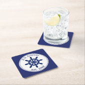 Nautical Captain's Wheel Add Boat Name Kartonnen Onderzetters (Insitu)