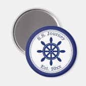 Nautical Captain's Wheel Add Boat Name Magneet (Voorkant / Achterkant)
