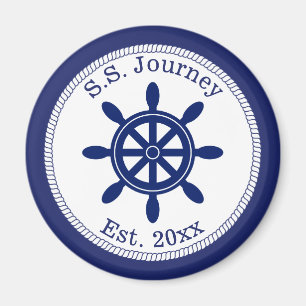 Nautical Captain's Wheel Add Boat Name Magneet