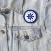 Nautical Captain's Wheel Add Boat Name Ronde Button 5,7 Cm (In situ)