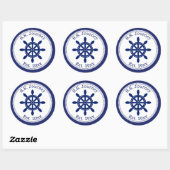 Nautical Captain's Wheel Add Boat Name Ronde Sticker (Vel)