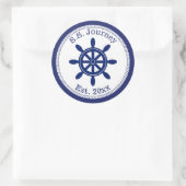 Nautical Captain's Wheel Add Boat Name Ronde Sticker (Tas)