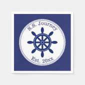 Nautical Captain's Wheel Add Boat Name Servetten (Voorkant)
