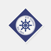 Nautical Captain's Wheel Add Boat Name Servetten (Hoek)