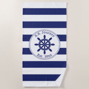 Nautical Captain's Wheel Monogrammed Boat Name Strandlaken