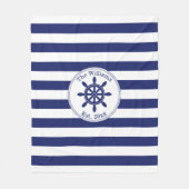 Nautical Captain's Wheel Monogrammed Naam Fleece Deken (Voorkant)