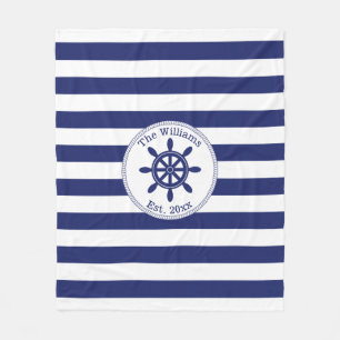 Nautical Captain's Wheel Monogrammed Naam Fleece Deken