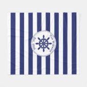 Nautical Captain's Wheel Monogrammed Naam Fleece Deken (Voorkant (Horizontaal))