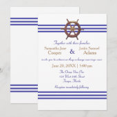 Nautical Captain's Wheel - Uitnodiging voor bruilo (Voorkant / Achterkant)