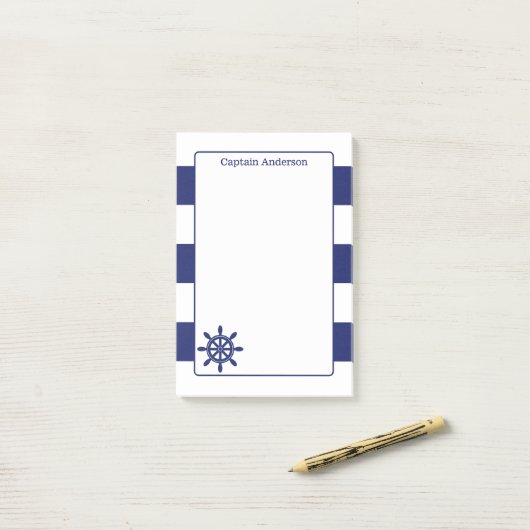 Nautical Captain's Wheel Voeg naam toe 4x6 Post-it® Notes (Op bureau)