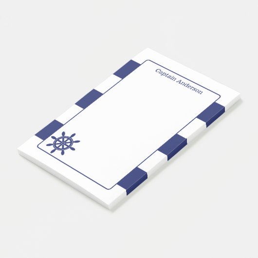 Nautical Captain's Wheel Voeg naam toe 4x6 Post-it® Notes (Schuin)