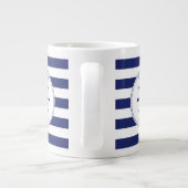 Nautical Captain's Wiel Blauwe Streep Monogram Grote Koffiekop (Achterkant)