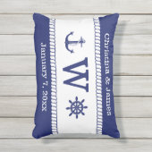 Nautical Captains Wielanker Voeg namen toe Monogra Buitenkussen (Voorkant (verticaal))