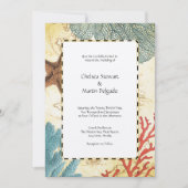 Nautical Caribbean Starfish Rustic Map en Coral Kaart (Voorkant)